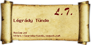 Légrády Tünde névjegykártya